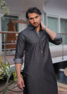 Inweave Charcoal Kurta-Him