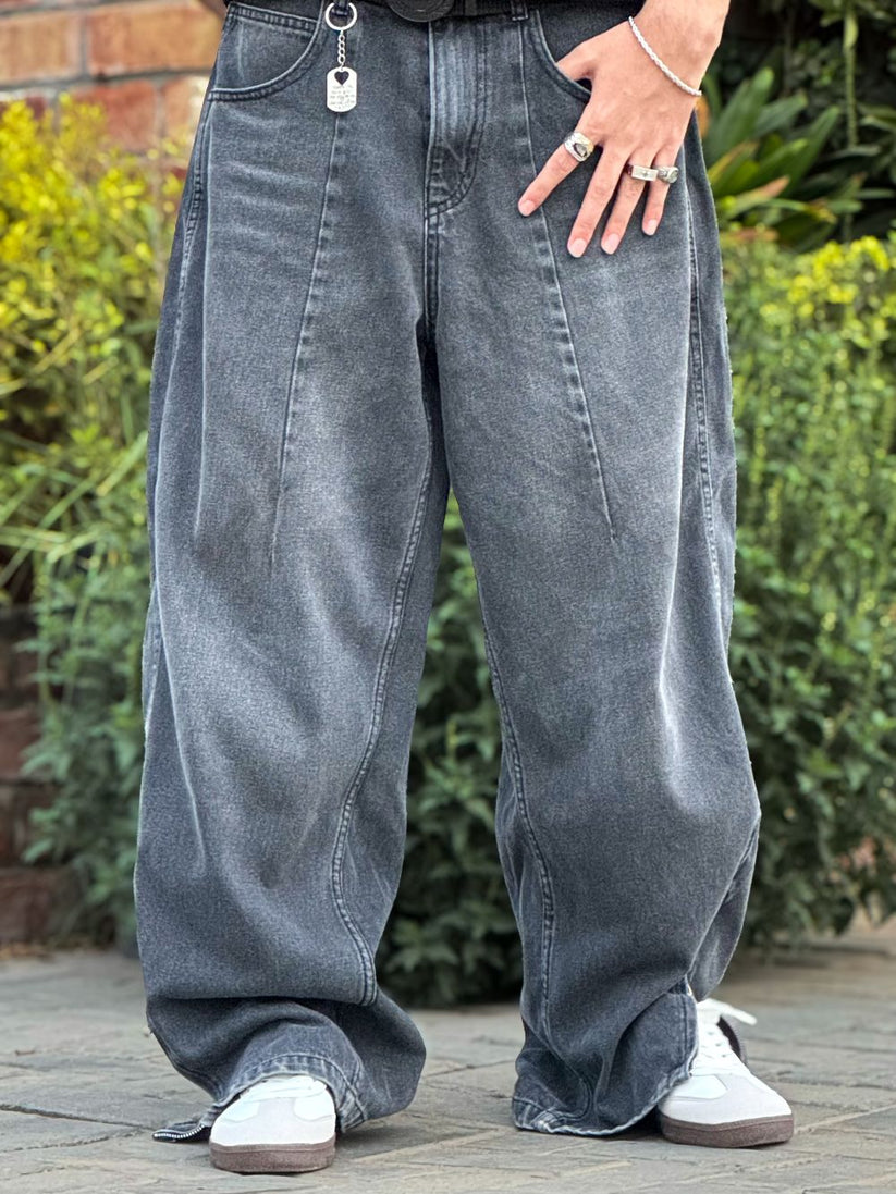 Super Baggy Faded Black Jeans 