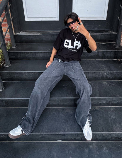 Super Baggy Faded Black Jeans 