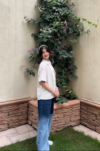 Pink Boxy Shirt & Ombre Skater Jeans Look