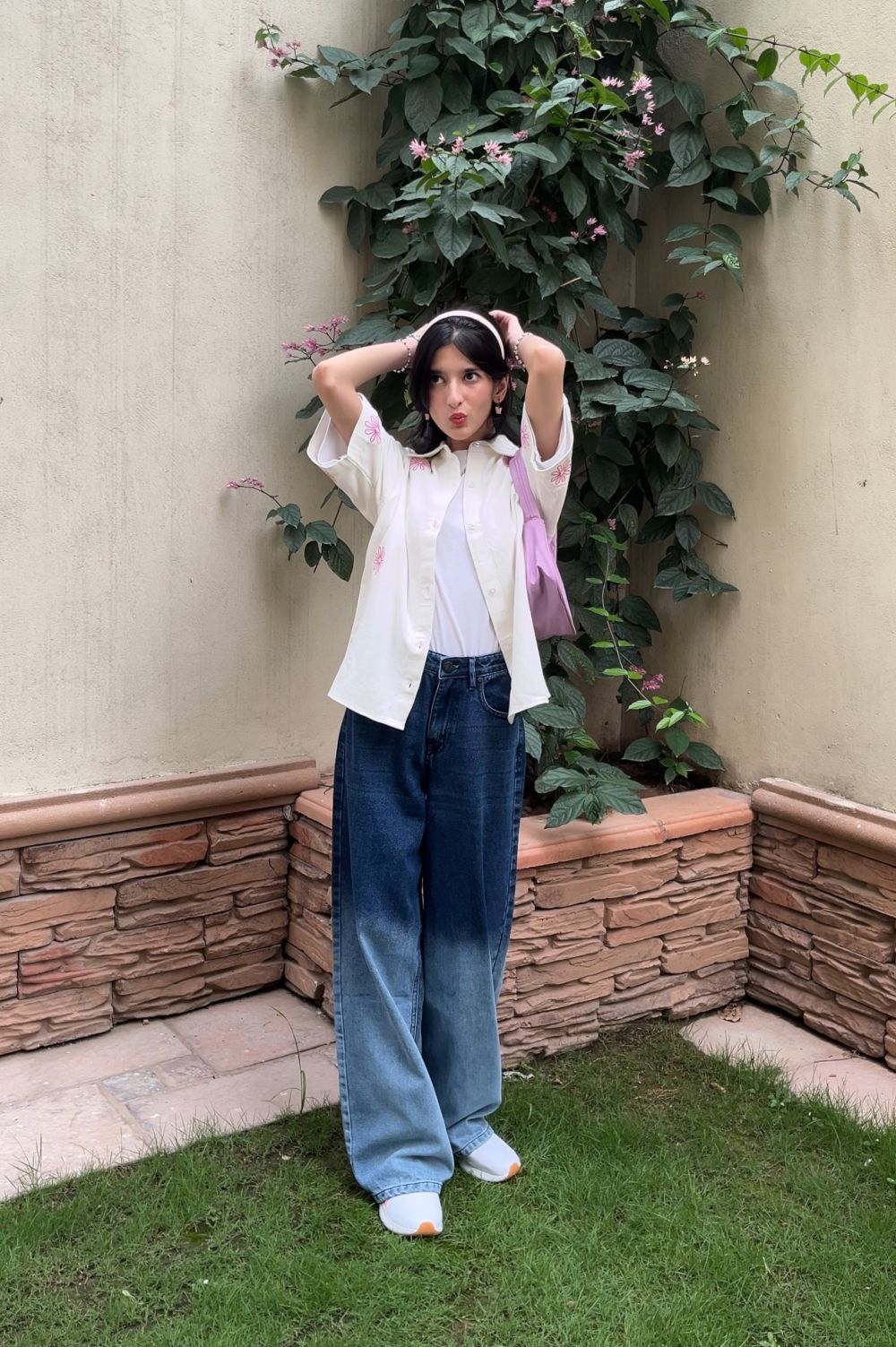 Pink Boxy Shirt & Ombre Skater Jeans Look