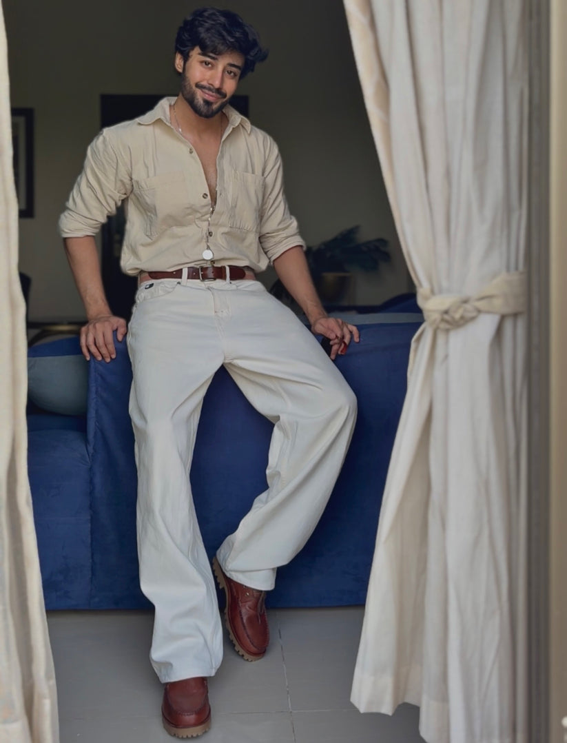 Rogue White & Beige Shirt Look 
