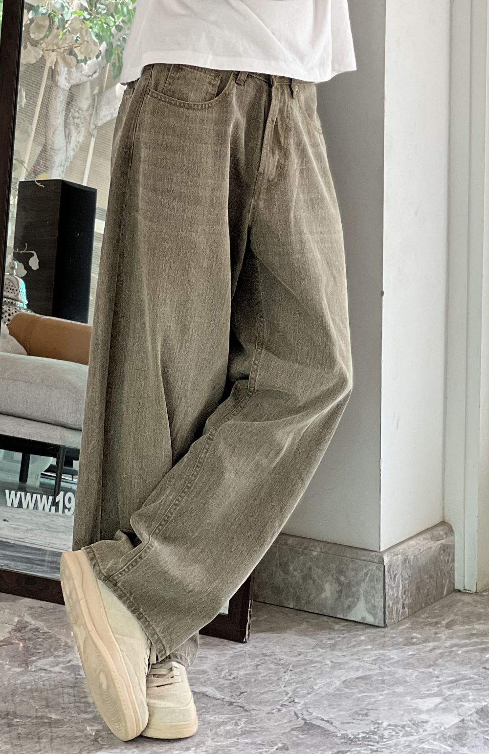 Katpana Mist Khaki Barrel Jeans Men