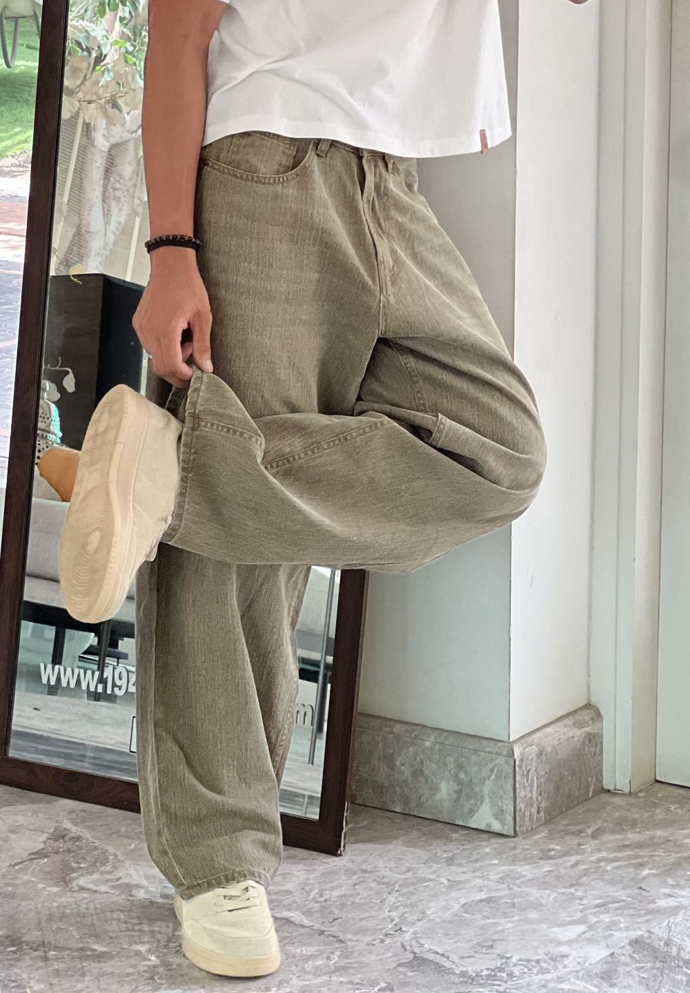 Katpana Mist Khaki Barrel Jeans Men