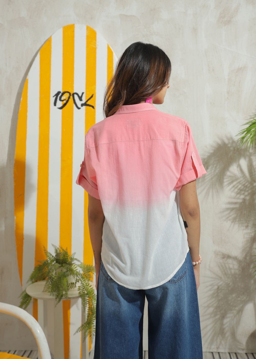 Sea Breeze Salmon Half Sleeves Shirt-Her