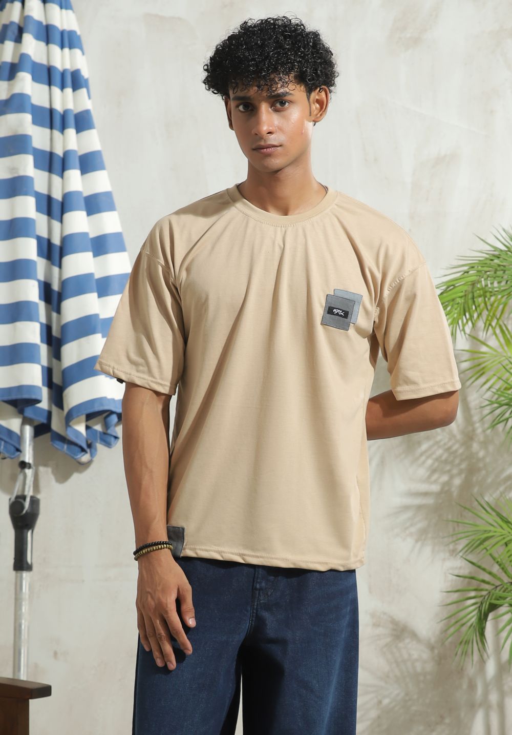 Beige Drop Shoulder T-shirt