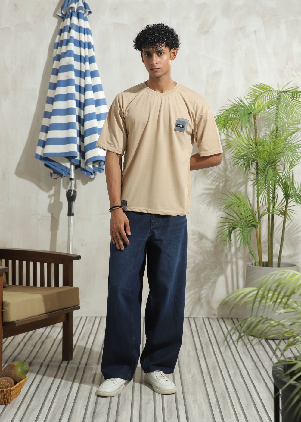 Beige Drop Shoulder T-shirt