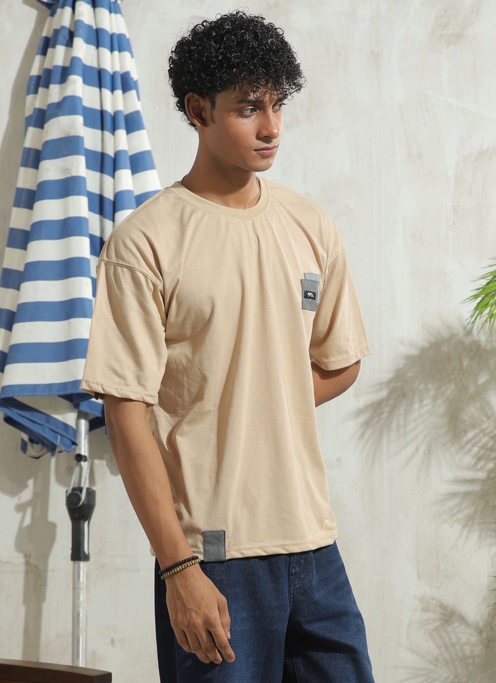 Beige Drop Shoulder T-shirt