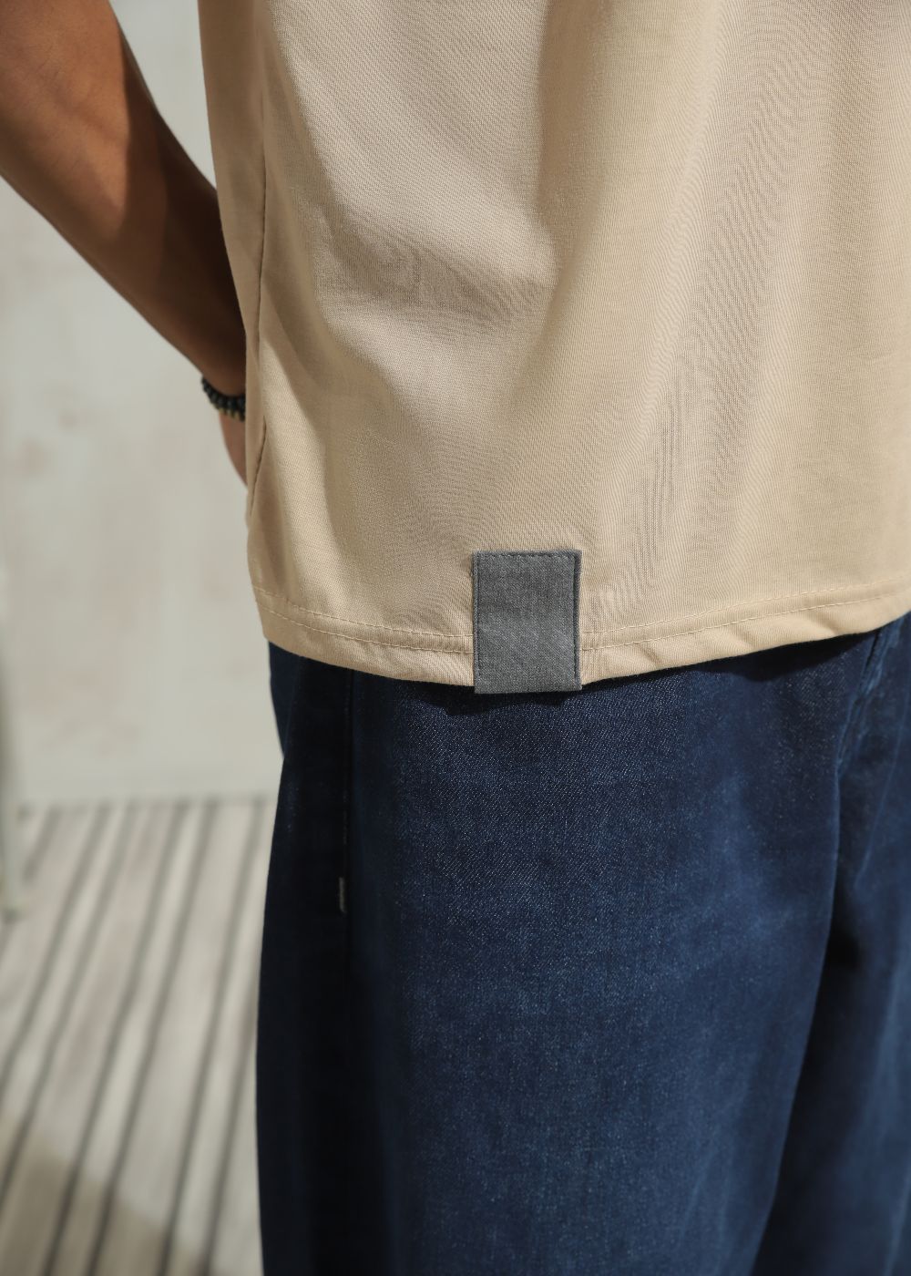 Beige Drop Shoulder T-shirt