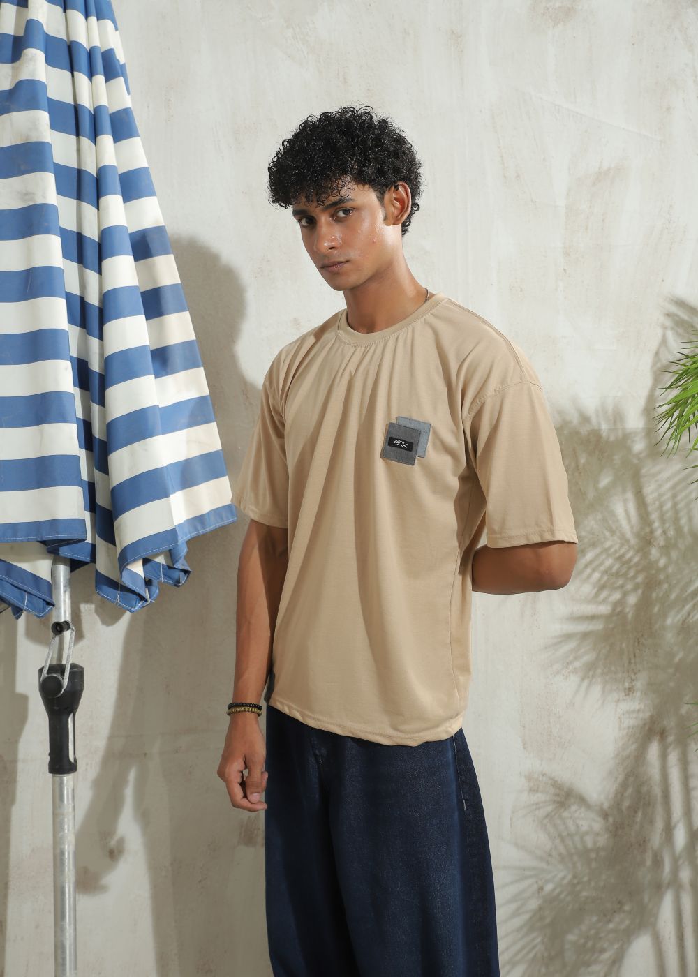 Beige Drop Shoulder T-shirt