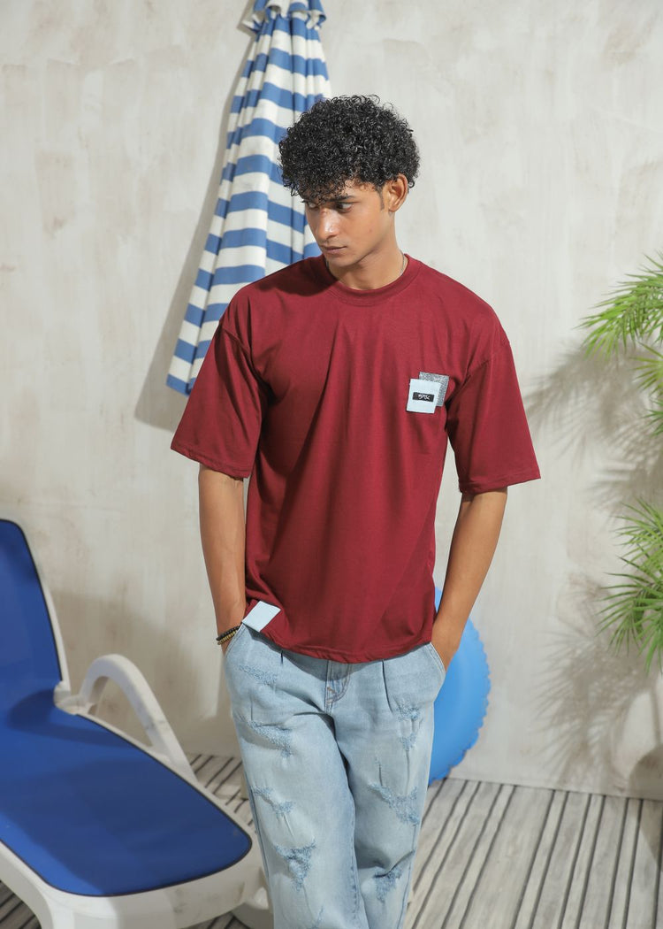 Maroon Drop Shoulder T-shirt