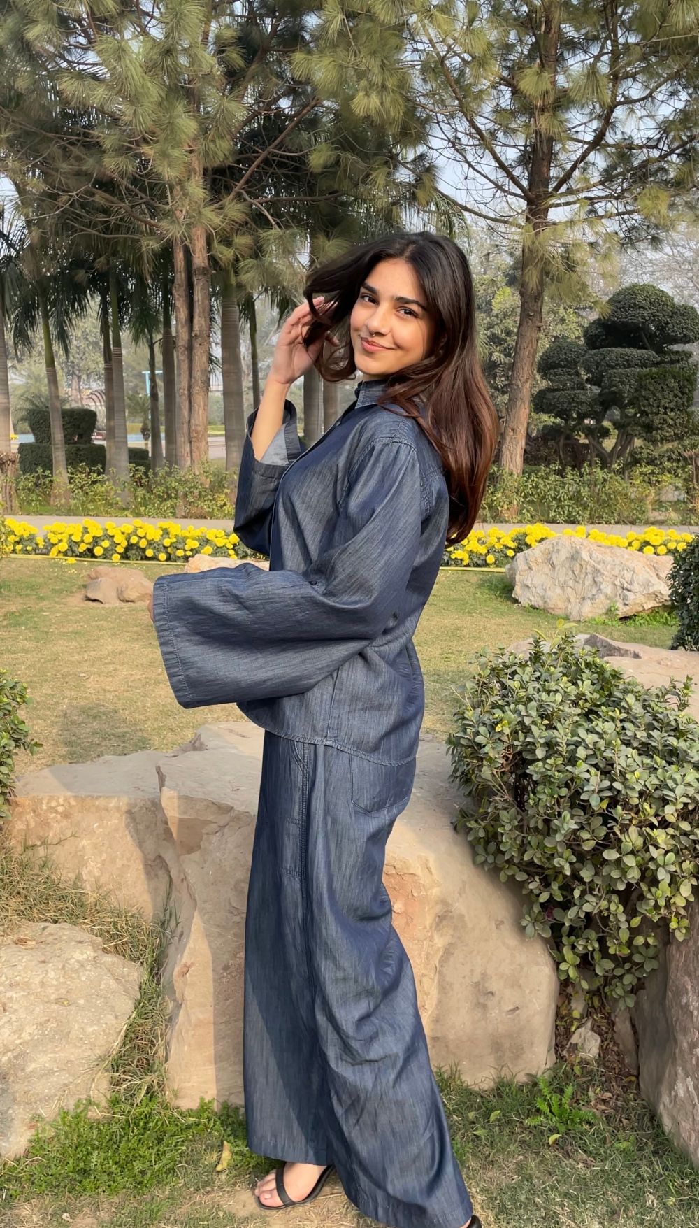 Blue Gold Relaxed Coord Set