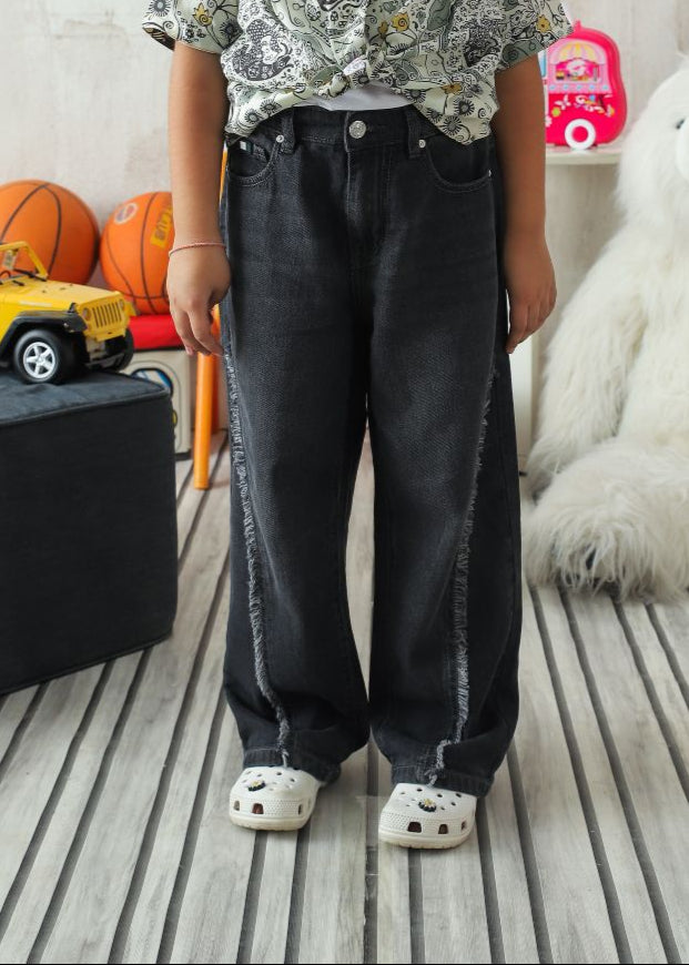 Girls Black Ruffle Skater Jeans