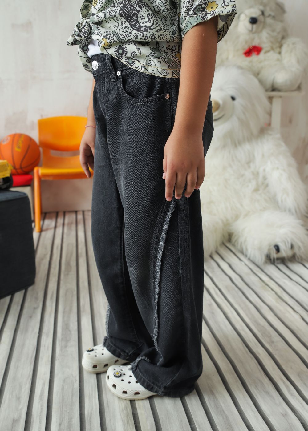 Girls Black Ruffle Skater Jeans