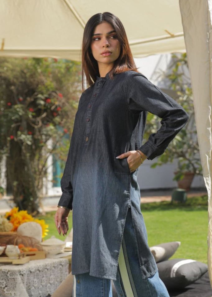 Balayage Charcoal Kurta-Her