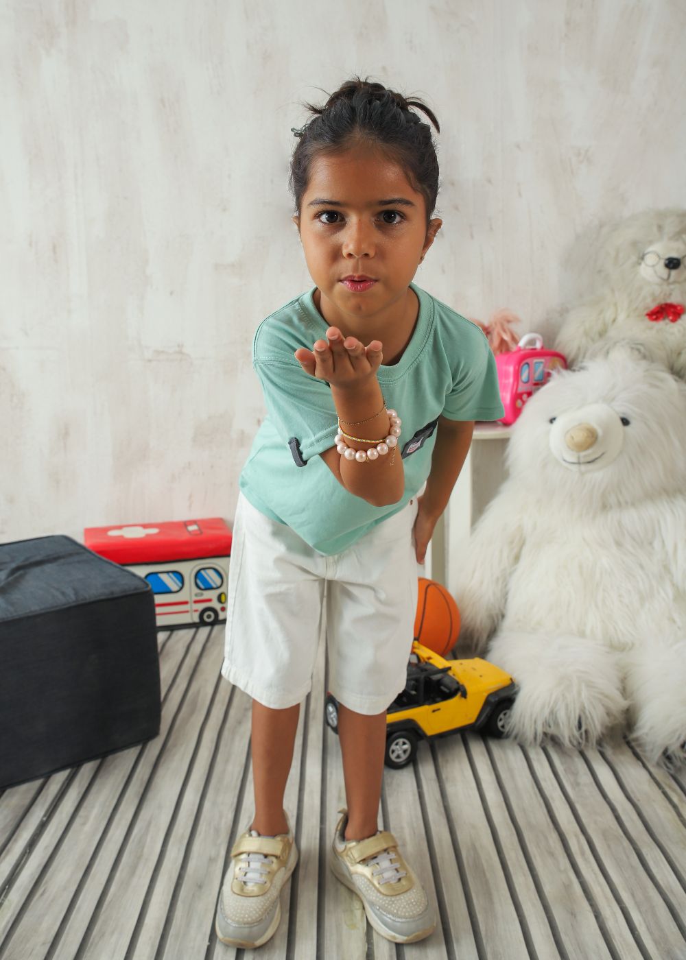 Girls White Denim Shorts