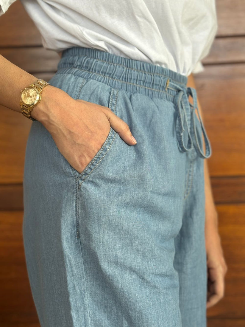 Blue Relaxed Trouser made from light weight denim fabric by 1947 Clothing