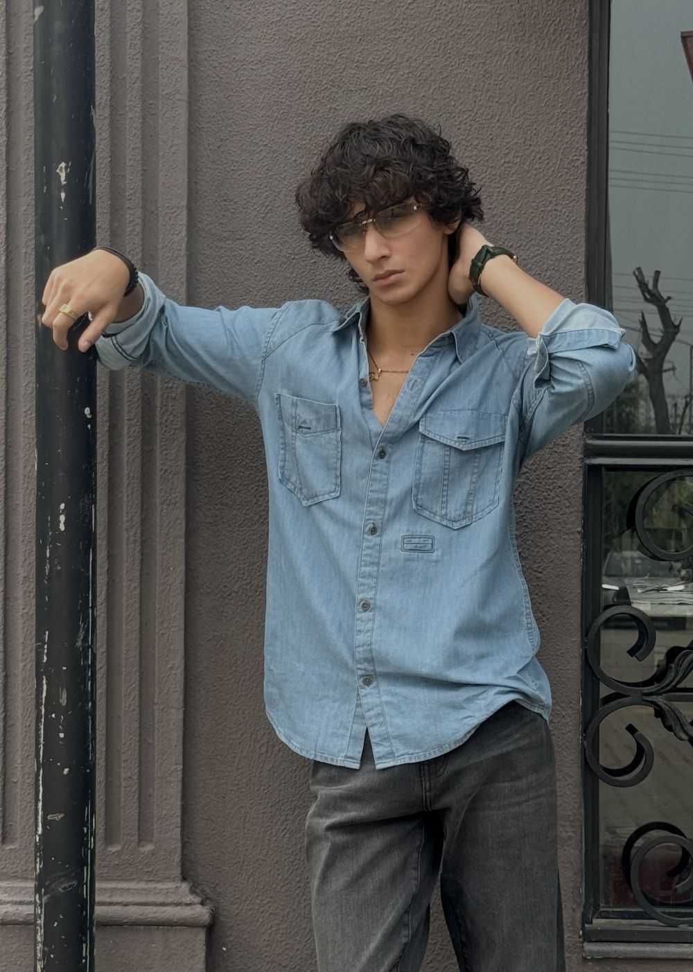 Light Blue Denim Shirt for Men by 1947 Clothing