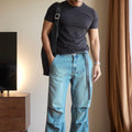 Inaara Rustic Blue Pleat Jeans Him