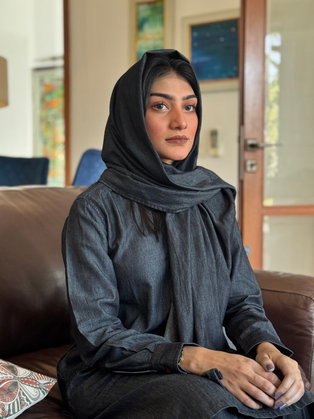 Women's Denim Kurta in Charcoal Grey