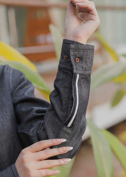 Women's Denim Kurta in Charcoal Grey