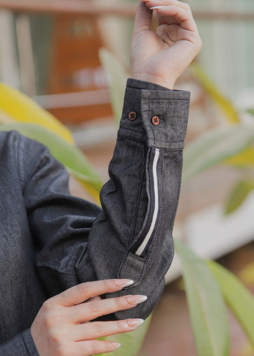 Women's Denim Kurta in Charcoal Grey