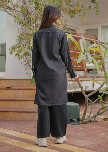 Women's Denim Kurta in Charcoal Grey