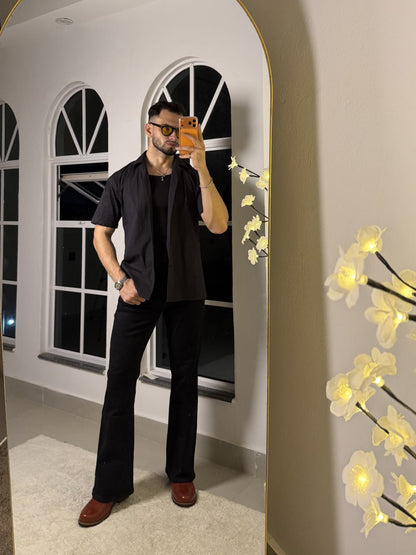 Jet Black Bootcut Jeans Men 