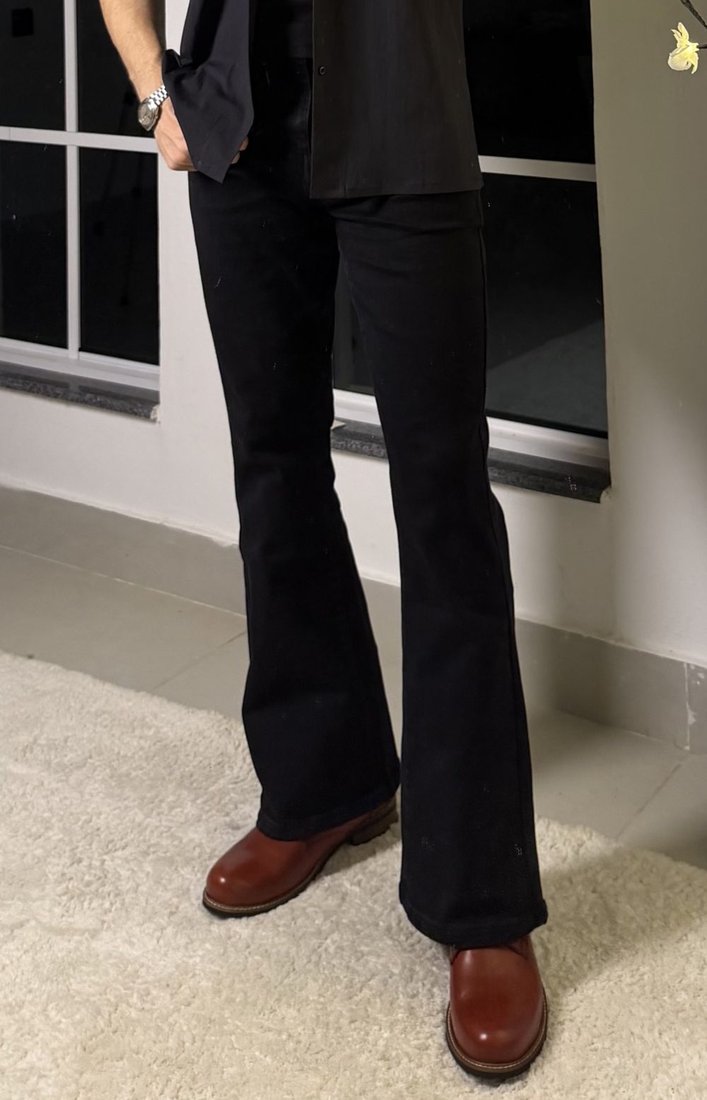 Jet Black Bootcut Jeans Men 