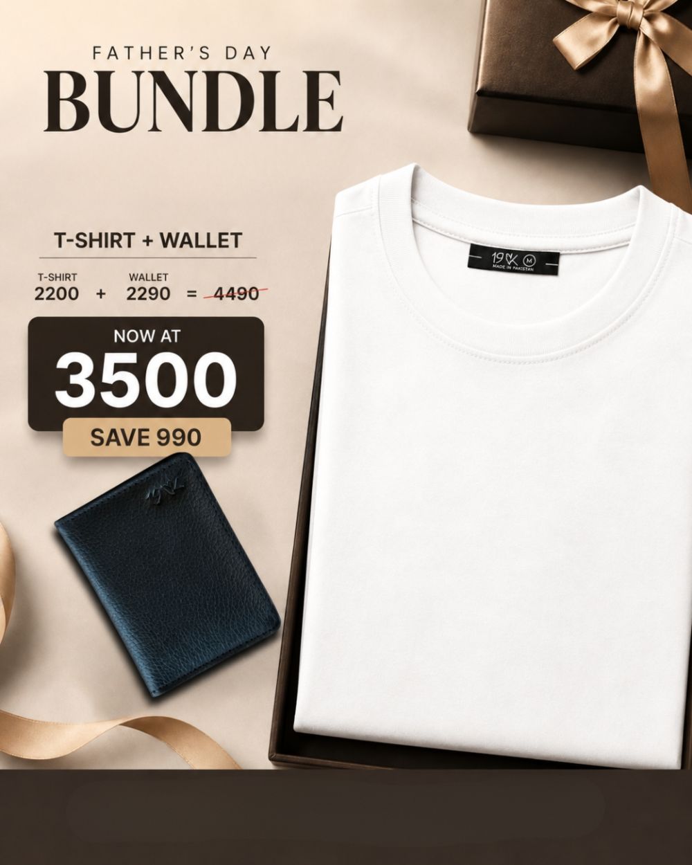 White t-shirt and black wallet featuring Father's Day Bundle 