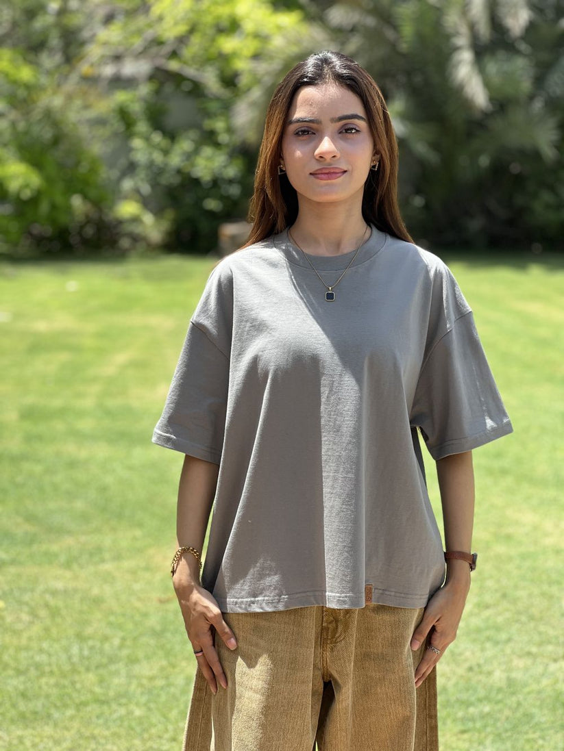 Grey Boxy Fit T-shirt made from 100% Combed Cotton by 1947 Clothing
