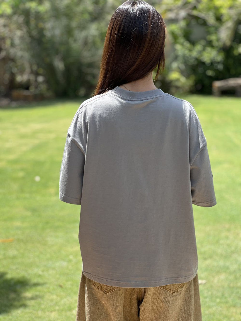 Grey Boxy Fit T-shirt made from 100% Combed Cotton by 1947 Clothing