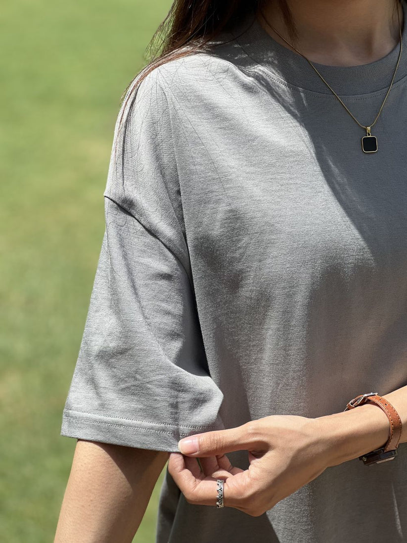 Grey Boxy Fit T-shirt made from 100% Combed Cotton by 1947 Clothing