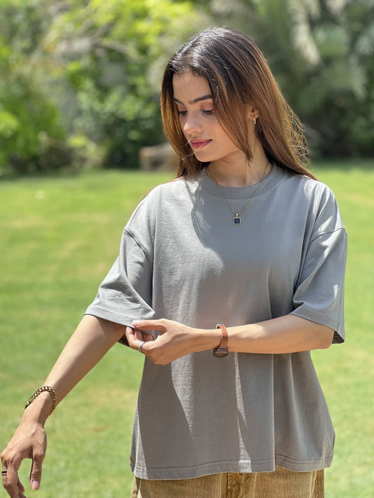 Grey Boxy Fit T-shirt made from 100% Combed Cotton by 1947 Clothing