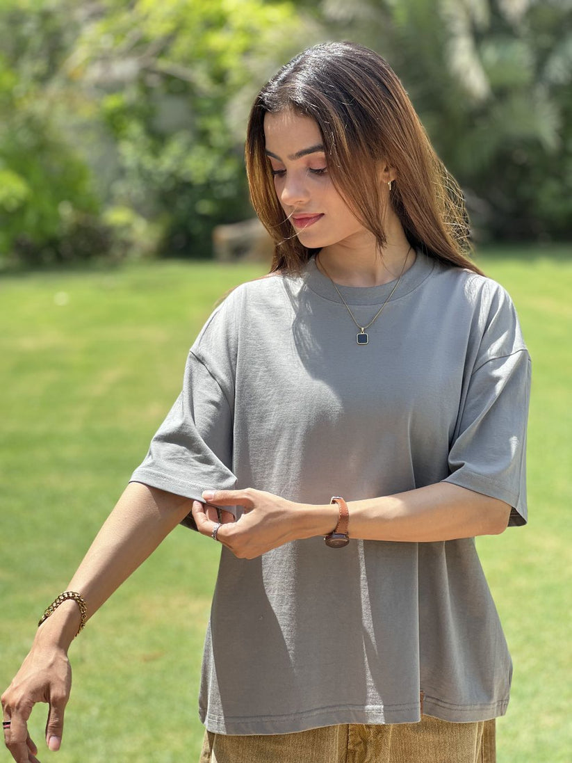 Grey Boxy Fit T-shirt made from 100% Combed Cotton by 1947 Clothing