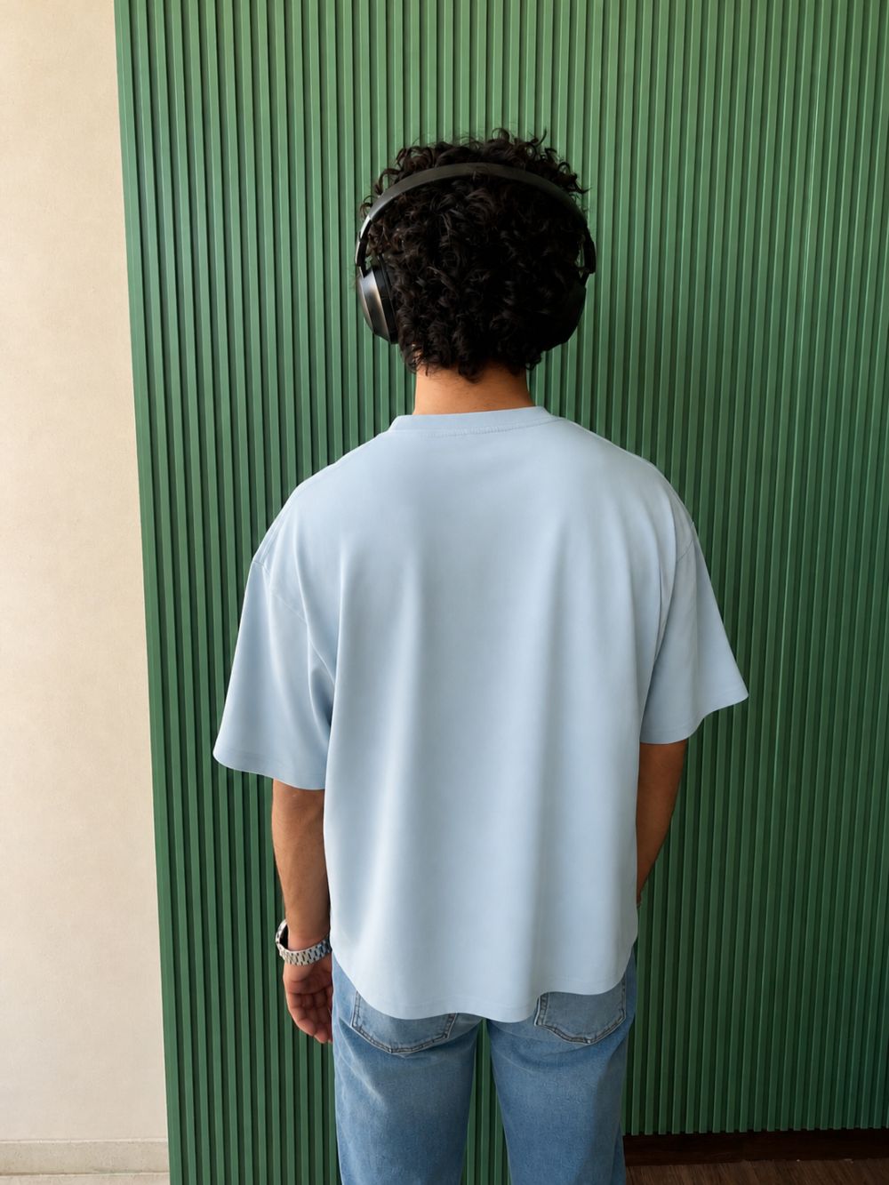 Pale Blue Boxy Fit T-shirt made from 100% Combed Cotton by 1947 Clothing