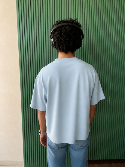 Pale Blue Boxy Fit T-shirt made from 100% Combed Cotton by 1947 Clothing