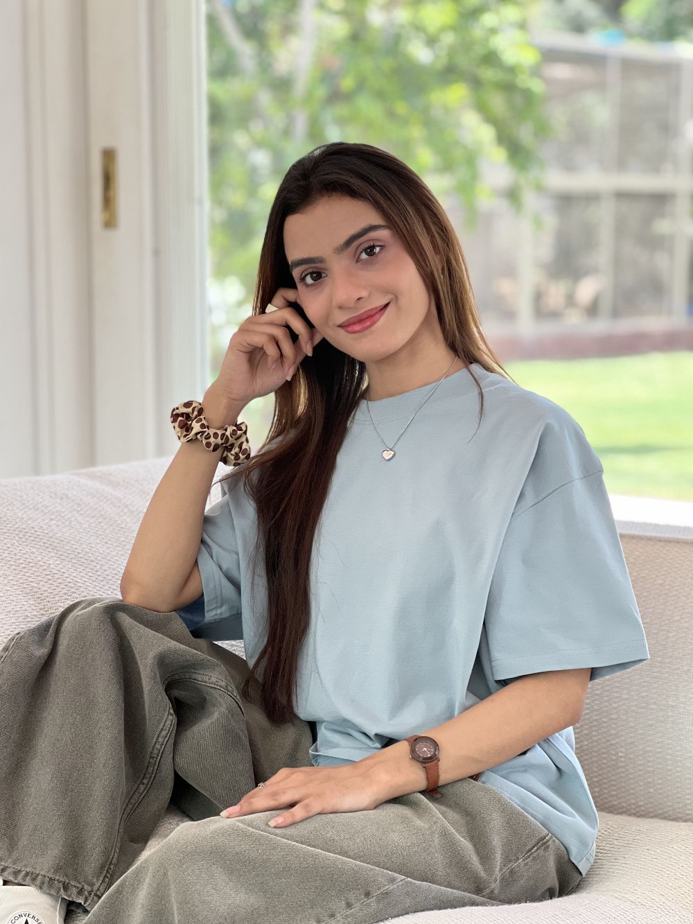 Pale Blue Boxy Fit T-shirt made from 100% Combed Cotton by 1947 Clothing