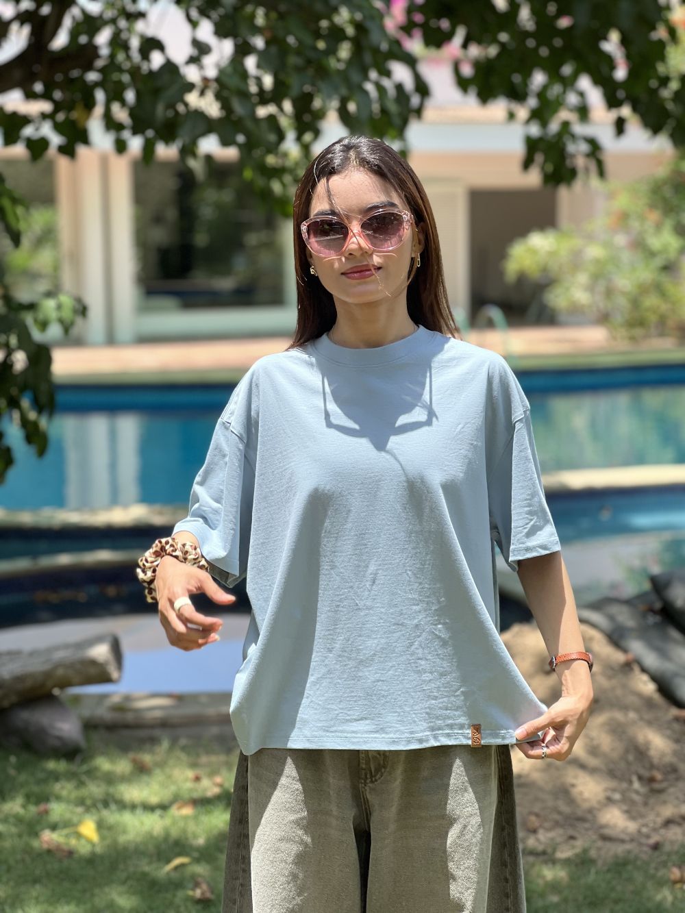 Pale Blue Boxy Fit T-shirt made from 100% Combed Cotton by 1947 Clothing