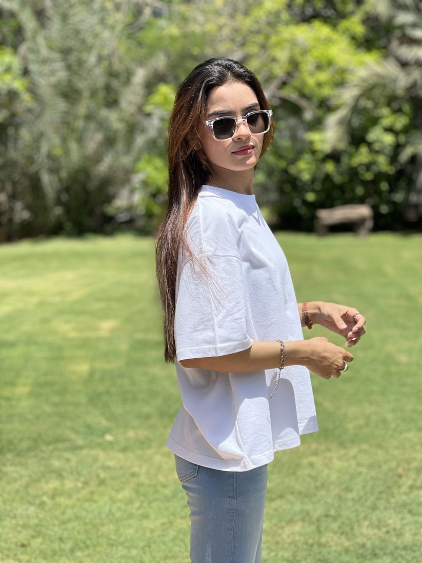 White Boxy Fit T-shirt made from 100% Combed Cotton by 1947 Clothing