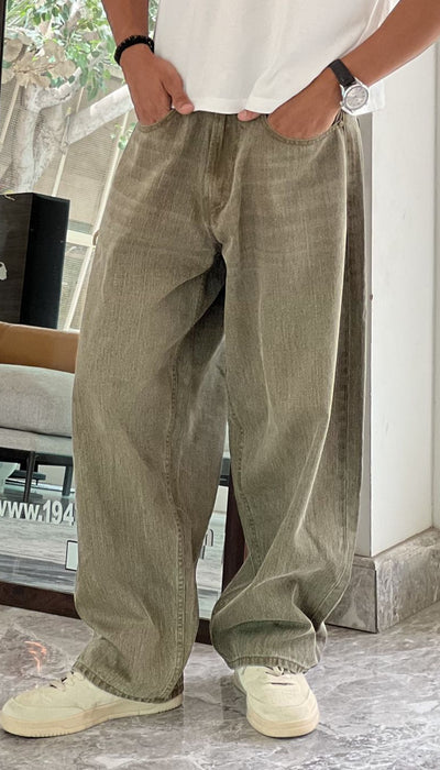 Katpana Mist Khaki Barrel Fit Jeans for Men – 1947 Clothing
