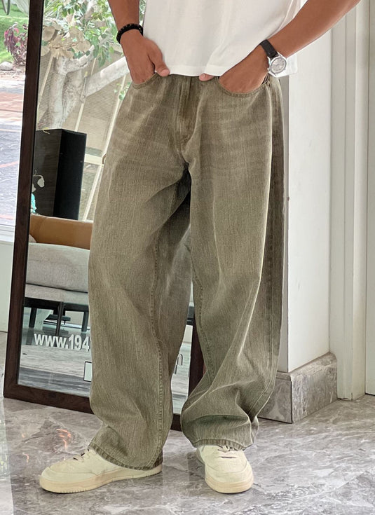 Katpana Mist Khaki Barrel Fit Jeans for Men – 1947 Clothing
