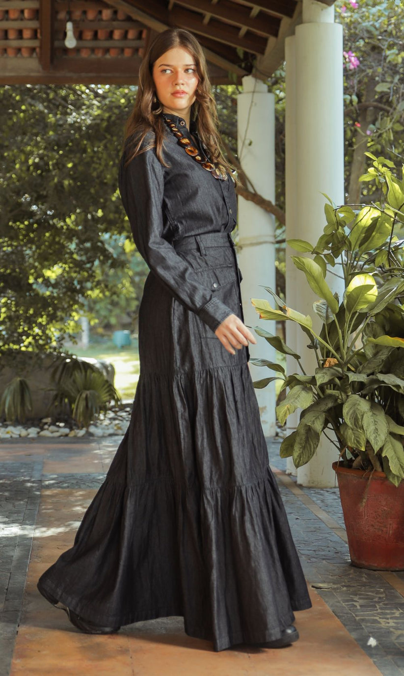 Women's Coord Set in Grey  Featuring a Shirt and a Matching Skirt