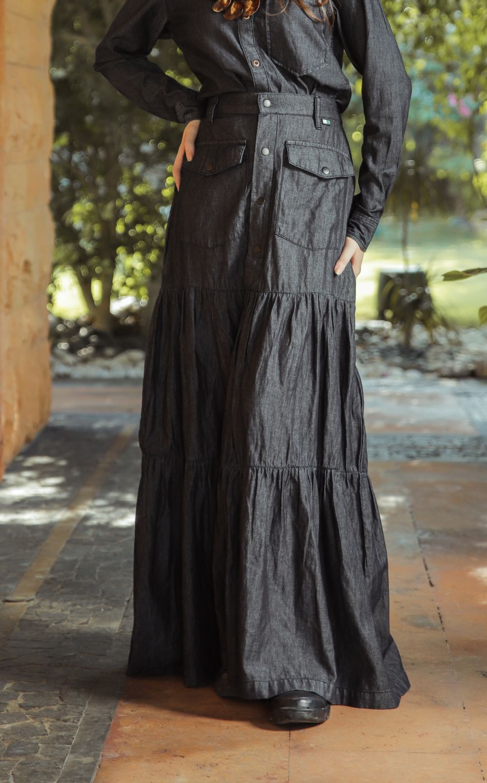 Women's Coord Set in Grey  Featuring a Shirt and a Matching Skirt