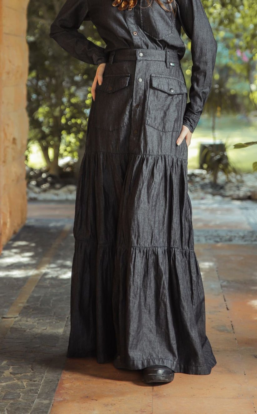Women's Coord Set in Grey  Featuring a Shirt and a Matching Skirt
