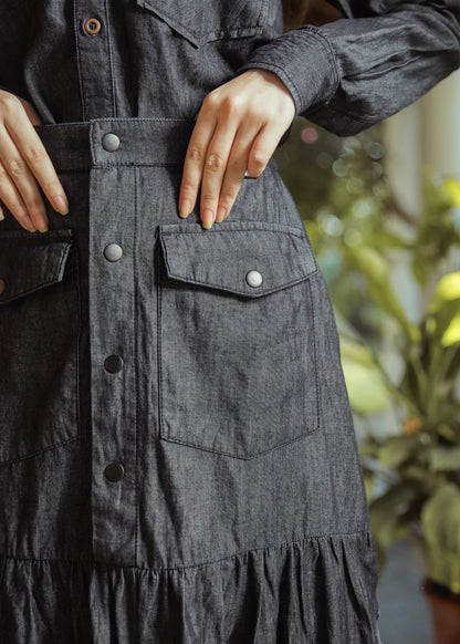 Women's Coord Set in Grey  Featuring a Shirt and a Matching Skirt