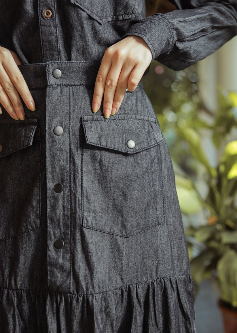 Women's Coord Set in Grey  Featuring a Shirt and a Matching Skirt