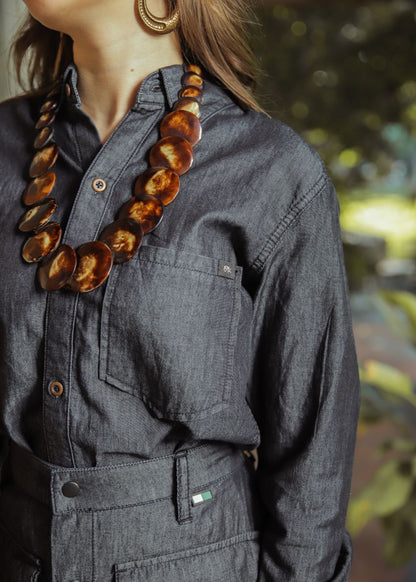 Women's Coord Set in Grey  Featuring a Shirt and a Matching Skirt
