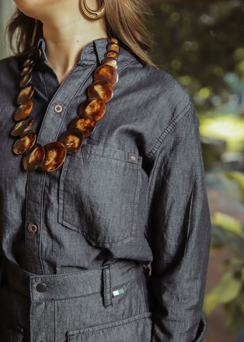 Women's Coord Set in Grey  Featuring a Shirt and a Matching Skirt
