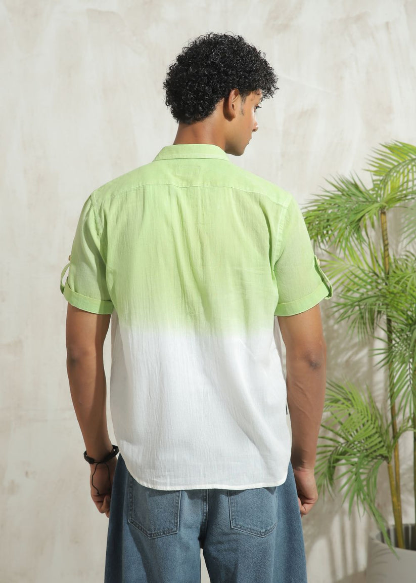 Men's mint green half sleeve casual shirt with relaxed summer fit